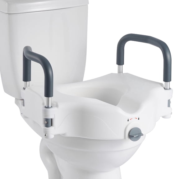 VEVOR Raised Toilet Seat with Arms, 300 lbs Load Capacity, 5-Inch Lift Height, Widened Commode Elevated Toilet Seat Riser with Padded Handles for Seniors, Elderly, Handicap, Disabled, and Adults Use