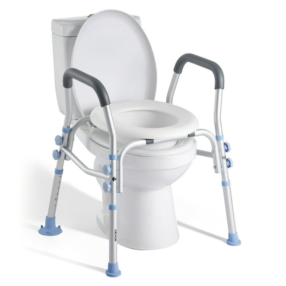 VEVOR Raised Toilet Seat with Arms, 300 lbs Load Capacity, Adjustable Height, Widened Commode Elevated Toilet Seat Riser with Handles and Splash Guard for Seniors, Elderly, Handicap, Disabled, Adults