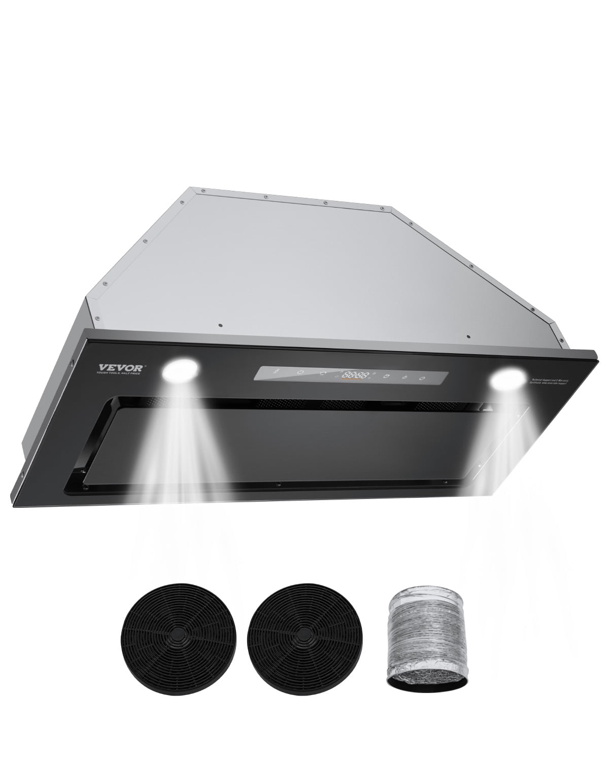 VEVOR Range Hood Insert,30 Inch Built-in Kitchen Vent Hood,800CFM Stainless Steel Stove Hood, with Gesture & Touch Control, LED Light, Baffle Filters, 4-Speed Exhaust Fan,Ducted/Ductless Convertible
