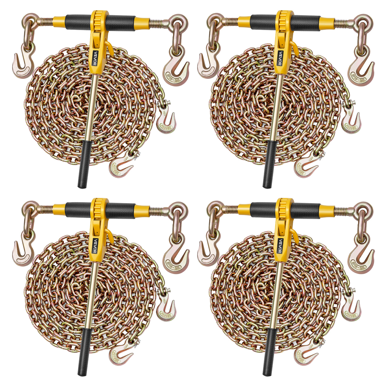 Set Chain VEVOR Ratchet Chain Binder, 5/16 in x 12.8 ft G80 Chains, 8000 lbs ...