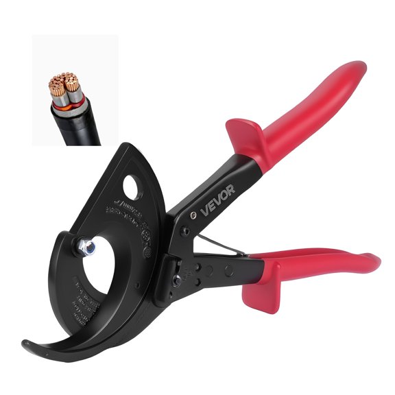 VEVOR Ratcheting Cable Cutter, Spring Steel Blades with Insulated Handles, Quick-Release Button, Heavy Duty Ratchet Cable Wire Cutter for Cutting Copper & Aluminum Cables Up to 800 MCM / 400 mm²