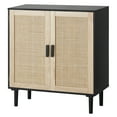 thumbnail image 1 of VEVOR Rattan Cabinet, Rattan Storage Cabinet with 2 Magnetic Doors and Adjustable Shelves, Sideboard Buffet Cabinet for Hallway, Entryway, Living Room, or Kitchen, Black, 1 of 9