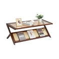 thumbnail image 1 of VEVOR Rattan Coffee Table, Z-Shaped Rattan Woven Bamboo Coffee Table with Tempered Glass Top, 47” Modern Boho Storage Coffee Table with Natural Bamboo Legs, for Living Room, Bedroom & Small Spaces, 1 of 9