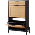 thumbnail image 1 of VEVOR Rattan Shoe Cabinet, Narrow Shoe Storage Organizer with 2 Flip Rattan Drawers & 1 Slide Drawer, Metal Legs, Slim Shoe Entryway Cabinet Ideal for Entryway, Closet, Hallway, Black, 1 of 6