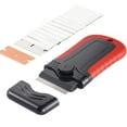 thumbnail image 1 of VEVOR Razor Blade Scraper, 15 Extra Blades, Locking Scraper Tool with Security Cap, Carbon Steel and POM Blades, for Cleaning Labels, Stickers, Decals, Paint from Glass Window Stovetop Cooktop Oven, 1 of 9