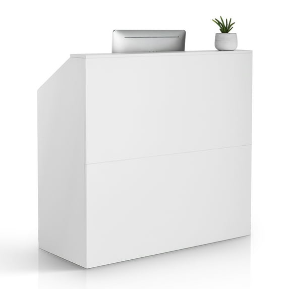 VEVOR Reception Desk, 46 Inch Rectangular Front Counter Table, Office Reception Desk, Retail Counter and Front Reception Counter, for Checkout, Lobby, Beauty Salon and Office, White