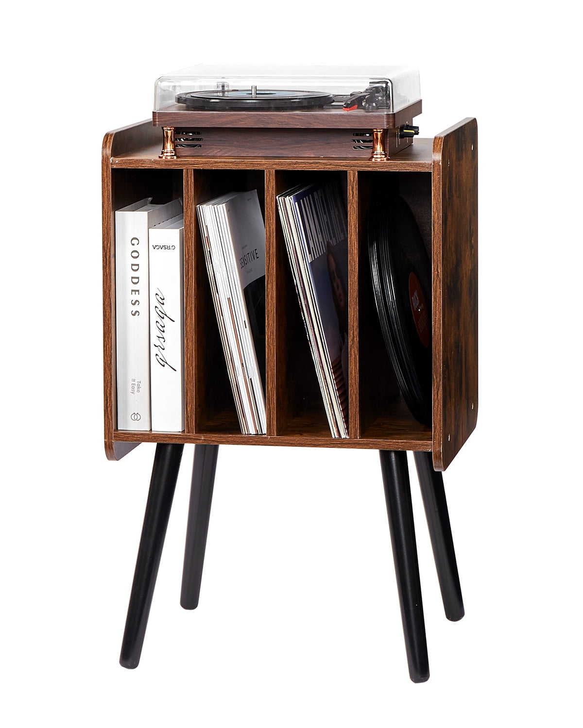 VEVOR Record Player Stand, 2 Tiers Turntable Stand with 4 Cabinets ...