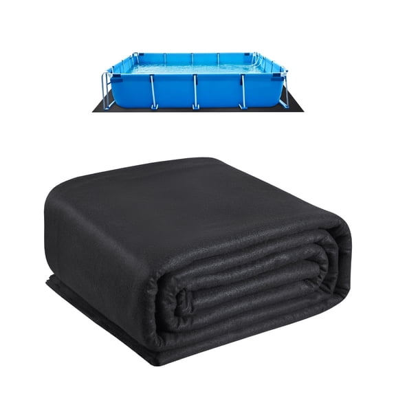 VEVOR Rectangle Pool Liner Pad, 16 x 32 ft Pool Liner Pad for Above Ground Pools, Extra-Thick Pool Mat, Prevents Punctures, Recycled Geotextile Material Underlayment Pad, Extend Liner Life
