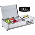 thumbnail image 1 of VEVOR Refrigerated Condiment Prep Station, 130 W Countertop Refrigerated Condiment Station, with 1 1/3 Pan & 4 1/6 Pans, 304 Stainless Body and PC Lid, Sandwich Prep Table with Stainless Guard, ETL, 1 of 9