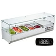 thumbnail image 1 of VEVOR Refrigerated Condiment Prep Station, 140 W Countertop Refrigerated Condiment Station, with 3 1/3 Pans & 4 1/6 Pans, 304 Stainless Body and PC Lid, Sandwich Prep Table with Glass Guard, ETL, 1 of 9
