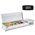 thumbnail image 1 of VEVOR Refrigerated Condiment Prep Station, 150 W Countertop Refrigerated Condiment Station, with 4 1/3 Pans & 4 1/6 Pans, 304 Stainless Body and PC Lid, Sandwich Prep Table with Stainless Guard, ETL, 1 of 9