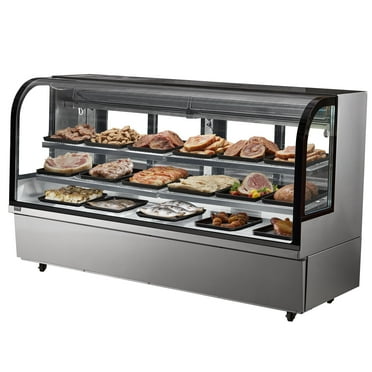 VEVOR Refrigerated Display Case, 32 Cu.Ft./901L Large Pastry Display Case, 4-Tier Commercial Display Refrigerator with LED Lighting, Downdraft Cooling, Movable with Casters, for Bakery