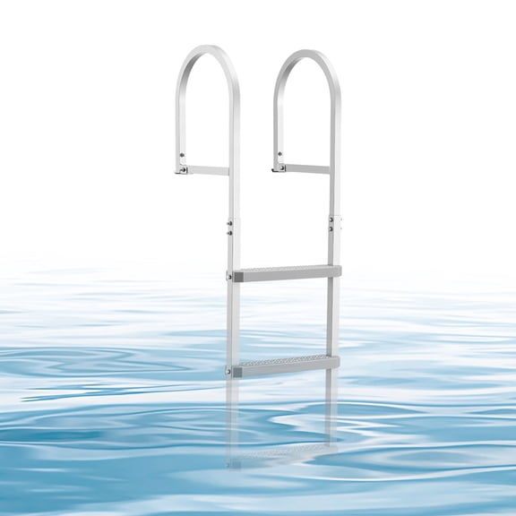 VEVOR Removable Dock Ladder, 3 Steps, Aluminum Alloy Pontoon Boat Swim Ladder, with Non-Slip Wide PP Steps, 500 lbs Weight Capacity, Quick Release Design, for Lake Swimming, Pool, Marine Boarding