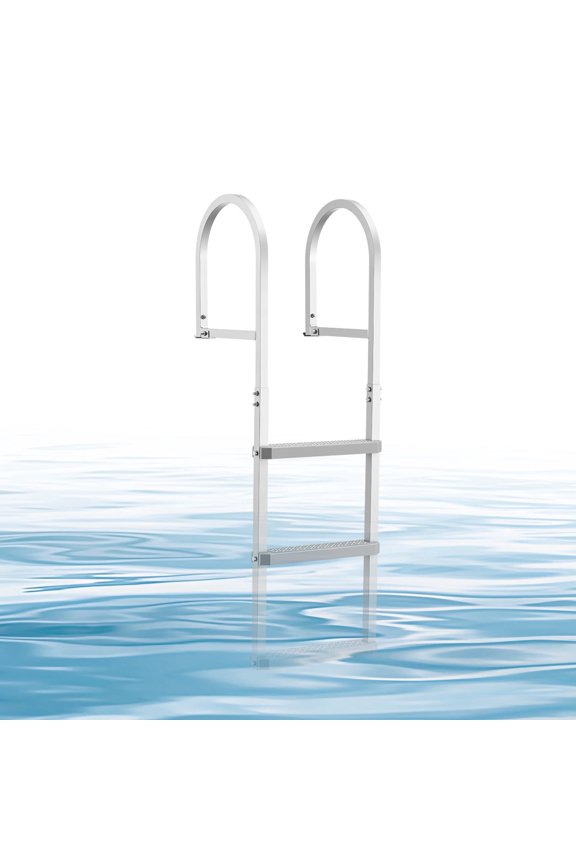 Removable Dock Ladder, 3 Steps, Aluminum Alloy Pontoon Boat Swim Ladder, with Non-Slip Wide PP Steps, 500 lbs Weight Capacity, Quick Release Design, for Lake Swimming, Pool, Marine Boarding