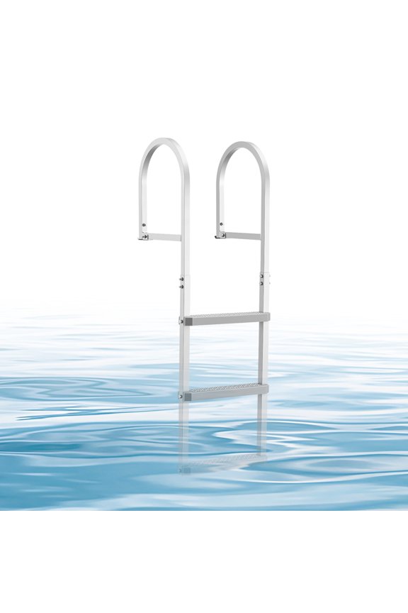 Removable Dock Ladder, 3 Steps, Aluminum Alloy Pontoon Boat Swim Ladder, with Non-Slip Wide PP Steps, 500 lbs Weight Capacity, Quick Release Design, for Lake Swimming, Pool, Marine Boarding