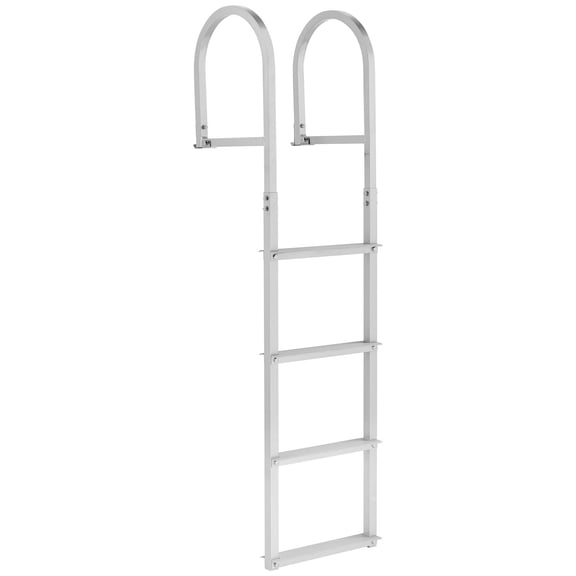 VEVOR Removable Dock Ladder, 4 Steps, Aluminum Alloy Pontoon Boat Swim Ladder, with Non-Slip Wide Steps, 500 lbs Weight Capacity, Quick Release Design, for Lake Swimming, Pool, Boat, Marine Boarding