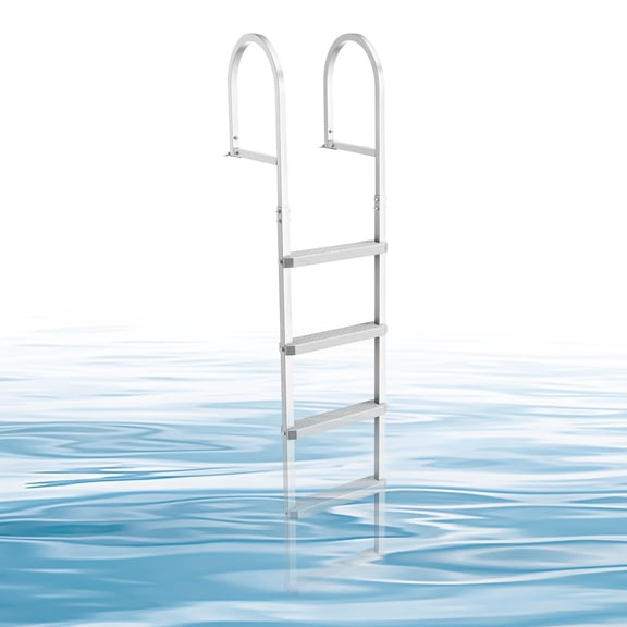 VEVOR Removable Dock Ladder, 5 Steps, Aluminum Alloy Pontoon Boat Swim Ladder, with Non-Slip Wide PP Steps, 500 lbs Weight Capacity, Quick Release Design, for Lake Swimming, Pool, Marine Boarding