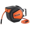 thumbnail image 1 of VEVOR Retractable Air Hose Reel, 3/8 IN x 50 FT Hybrid Air Hose Max 300PSI, Air Compressor Hose Reel with 5 In Lead in, Ceiling / Wall Mount Enclosed Air Reel, 180° Swivel Mount, 1 of 9