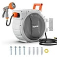 thumbnail image 1 of VEVOR Retractable Garden Hose Reel, 5/8 Inch x 100 ft Wall Mounted Hose Reel, Heavy Duty Garden Hose Reel with 9 Patterns Nozzle, Any Length Lock, Upgraded Slow Return System and 180°Swivel Bracket, 1 of 9