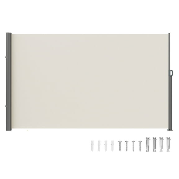 VEVOR Retractable Side Awning, 71''x 118'' Aluminum Outdoor Privacy Screen, 280g Polyester Water-proof Retractable Patio Screen, UV 30+ Room Divider Wind Screen for Patio, Backyard, Balcony, Beige