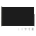 thumbnail image 1 of VEVOR Retractable Side Awning, 71''x 118'' Aluminum Outdoor Privacy Screen, 280g Polyester Water-proof Retractable Patio Screen, UV 30+ Room Divider Wind Screen for Patio, Backyard, Balcony, Black, 1 of 9