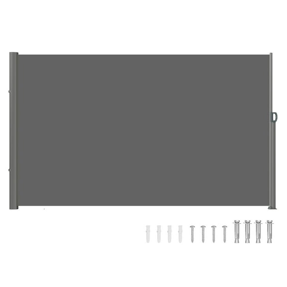 VEVOR Retractable Side Awning, 71''x 118'' Aluminum Outdoor Privacy Screen, 280g Polyester Water-proof Retractable Patio Screen, UV 30+ Room Divider Wind Screen for Patio, Backyard, Balcony, Gray