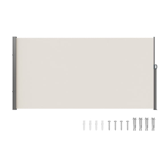 VEVOR Retractable Side Awning, 71''x 138'' Outdoor Privacy Screen, 180g Polyester Water-proof Retractable Patio Screen, UV 30+ Room Divider Wind Screen for Patio, Backyard, Balcony, Beige
