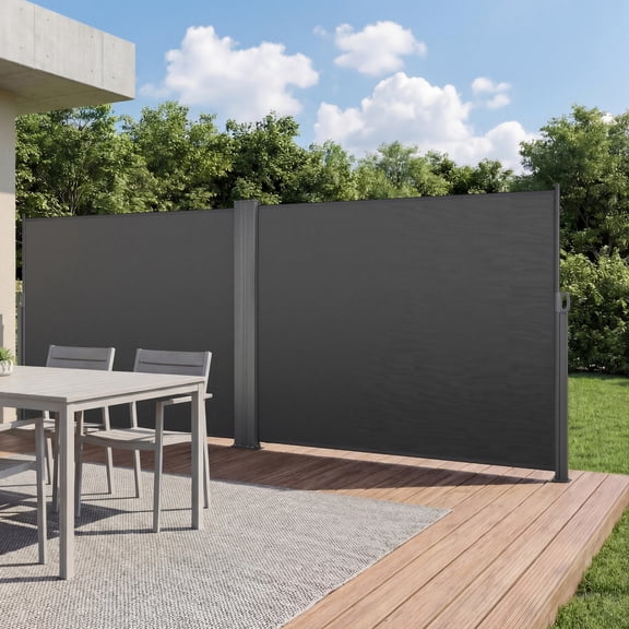 VEVOR Retractable Side Awning, 71" x 236" Patio Retractable Side Screen with 180 g/m Polyester Fabric, Waterproof Sunshade Outdoor Privacy Screen Room Divider for Garden, Balcony, Pools, Deck, Gray
