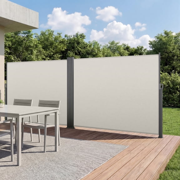 VEVOR Retractable Side Awning, 71" x 236" Patio Retractable Side Screen with 180 g/m Polyester Fabric, Waterproof Sunshade Outdoor Privacy Screen Room Divider for Garden, Balcony, Pools, Deck, Beige