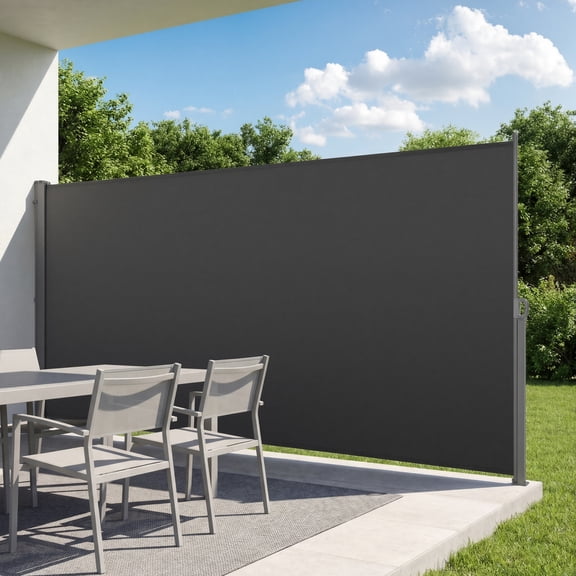 VEVOR Retractable Side Awning, 73" x 165" Patio Retractable Side Screen with 180 g/m Polyester Fabric, Waterproof Sunshade Outdoor Privacy Screen Room Divider for Garden, Balcony, Pools, Deck, Gray