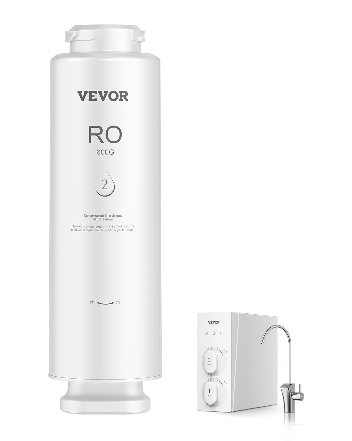 VEVOR Reverse Osmosis System, 600 GPD 10-stage Reverse Osmosis Water Filter Replacement, RO Filter Cartridge for 24 Months, Reduces Lead & Chlorine, Compatible with SS-003 Under Sink Water Filter