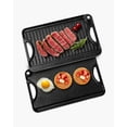 thumbnail image 1 of VEVOR Reversible Grill/Griddle, 14x8.5 inch Pre-Seasoned Cast Iron Griddle, Portable Rectangular Pan with Handle, Family Cookware for Indoor/Outdoor Stove Top Burner, Gas, Camping BBQ, Black, 1 of 9