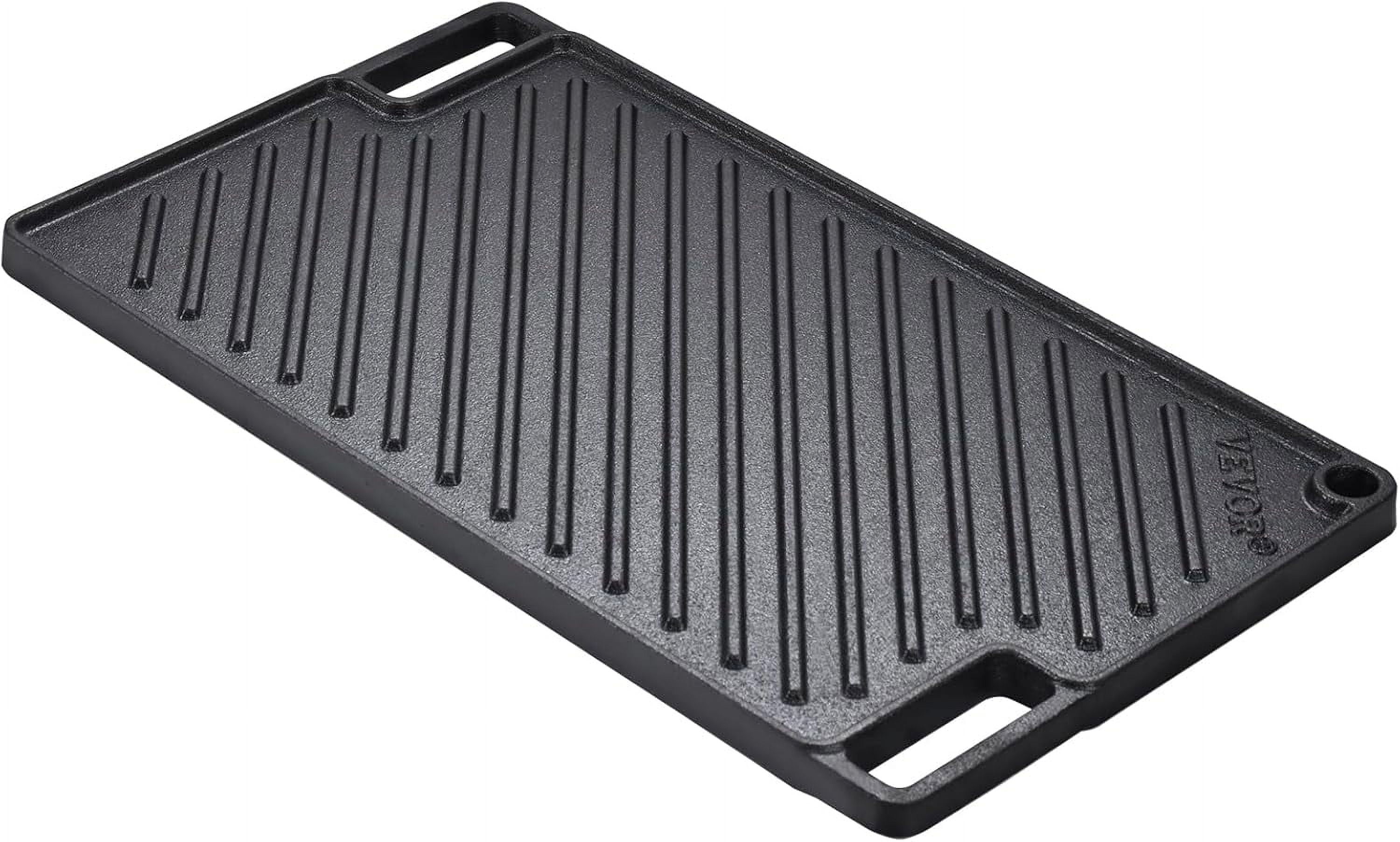 VEVOR Reversible Grill/Griddle, 9.7"x16.7" PreSeasoned Cast Iron