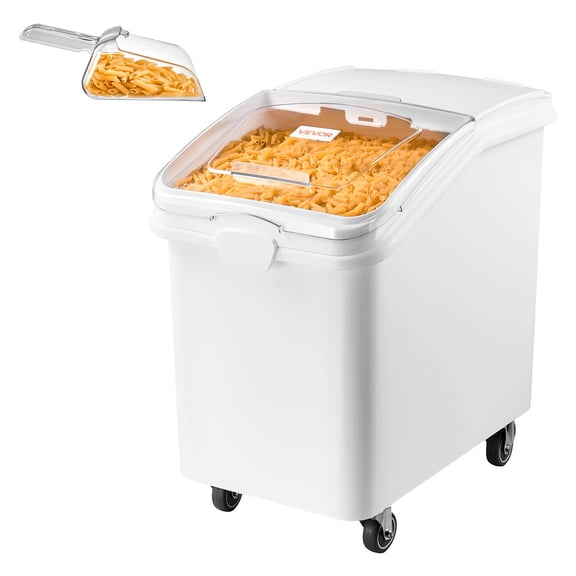 VEVOR Rice Storage Container 198 lbs/31.7 Gallons Dog Food Dispenser Bin, for Kitchen Pantry, 120L Large Grain Cereal Flour Ingredient Storage Bin, Pet Food Container with Wheels, Scoop, Slide Lid
