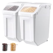 VEVOR Rice Storage Container 2 Pack 32 lbs/5.28 Gallons Dog Food Dispenser, for Kitchen Pantry, 20L x 2 Grain Cereal Flour Ingredient Storage Bin, Pet Food Container with Measuring Cup, Airtight Lid