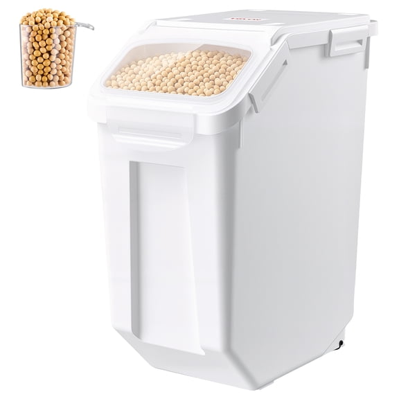 VEVOR Rice Storage Container 32 lbs/5.28 Gallons Dog Food Dispenser Bin, for Kitchen Pantry, 20L Large Grain Cereal Flour Ingredient Storage Bin, Pet Food Container with Measuring Cup, Airtight Lid