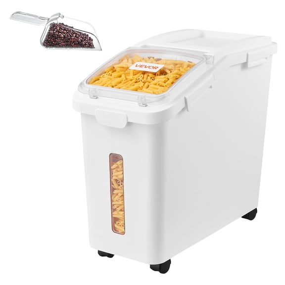 VEVOR Rice Storage Container 75 lbs/13.2 Gallons Dog Food Dispenser Bin, for Kitchen Pantry, 50L Large Grain Cereal Flour Ingredient Storage Bin, Pet Food Container with Wheels, Scoop, Airtight Lid