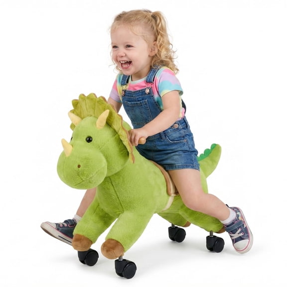 VEVOR Ride On Horse, Riding Dinosaur Toys for Kids, Features Lifelike Dinosaur Roars, No Battery Required, 360-Degree Flexible Smooth Wheels, Soft Seat, 88 lbs Max Load Capacity for Toddlers Ages 3+