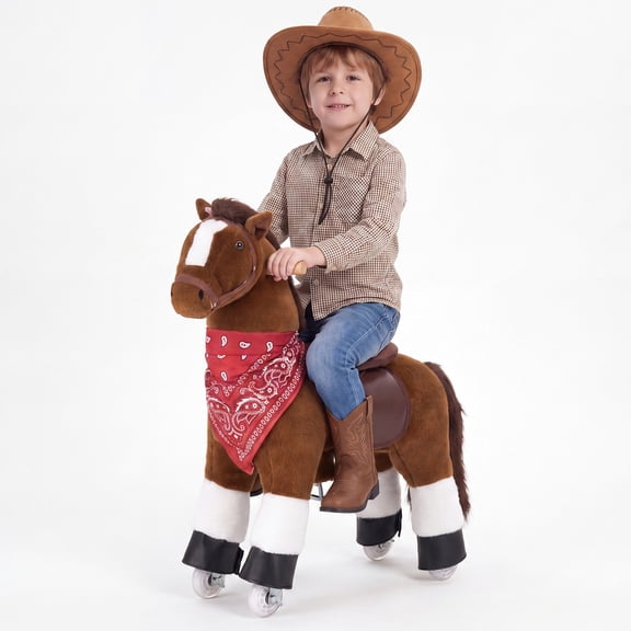 VEVOR Ride On Horse, Riding Pony Toys for Kids, No Battery Required, Smooth Wheels with Anti-Roll Stop Ring, Upgraded Raised Seat, Handles, Pedals, 110 lbs Max Load Capacity for Ages 3-8