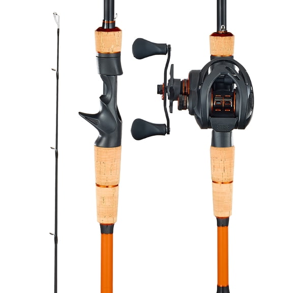 VEVOR Rod and Fishing Reel Combo, IM7 Carbon Fiber Baitcasting Rod and Reel Combo, Bass Fishing Pole with 7+1 BB System, 7.0:1 Gear Ratio, Cork Handle, Stainless Steel Guides with Ceramic Rings