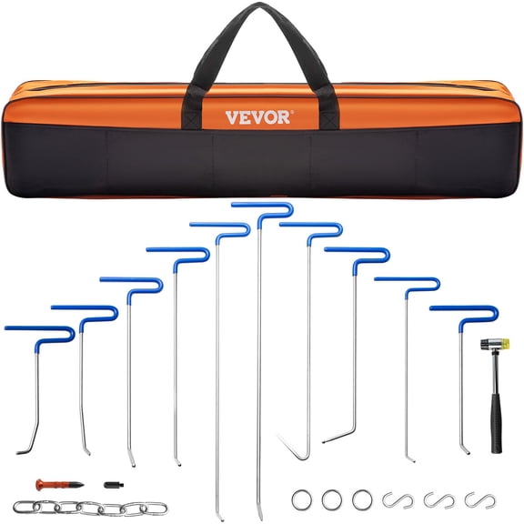 VEVOR Rods Dent Removal Kit, 20 Pcs Paintless Dent Repair Rods, Stainless Steel Dent Rods, Whale Tail Dent Repair Tools, Professional Hail Dent Removal Tool For Minor Dents, Door Dings And Hail Damag