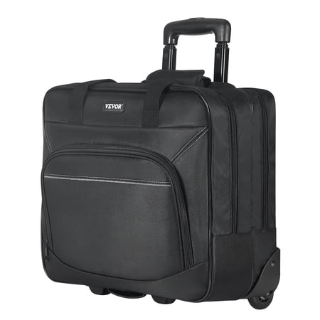 VEVOR Rolling Laptop Bag, Fits Up to 15.6 Inch Laptop, Wheeled Briefcase, Roller Computer Tote Bag with Wheels & Telescoping Handle, Laptop Case for Work Travel Business Office, Women & Men (Black)