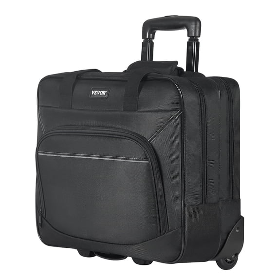 VEVOR Rolling Laptop Bag, Fits Up to 15.6 Inch Laptop, Wheeled Briefcase, Roller Computer Tote Bag with Wheels & Telescoping Handle, Laptop Case for Work Travel Business Office, Women & Men (Black)