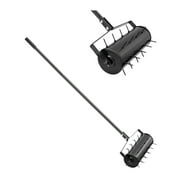 VEVOR Rolling Lawn Aerator, 18-inch Heavy-Duty Manual Rolling Aerator Lawn with Detachable Handle and 27 Iron Spikes, Rolling Lawn Aeration Tool for Garden Patio Yard Compacted Soils and Lawns, Black