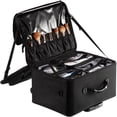 thumbnail image 1 of VEVOR Rolling Makeup Train Case Large Storage 3 Tiers, Convenient Carry With Handle, Wheels, Strap, Professional Makeup Storage Organizer Box Make Up Carrier Waterproof Oxford, Black, 1 of 9