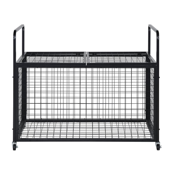 VEVOR Rolling Sports Storage Cart - Lockable Basketball Cage, Steel Equipment Organizer for Gyms, Schools, Garages & Outdoor Use Natural + Steel