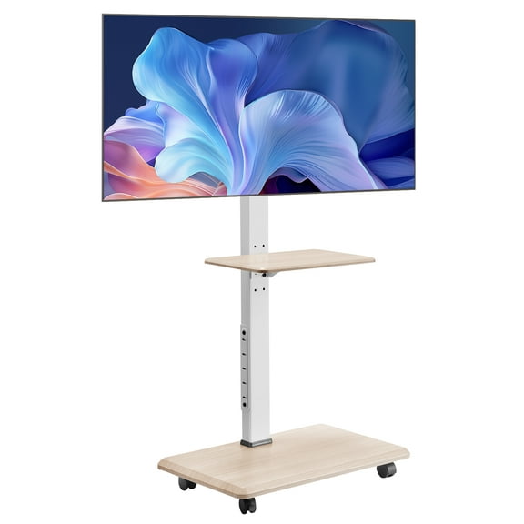 VEVOR Rolling TV Stand, Mobile TV Cart for 32-70 Inch Screens, 25 Left-Right Rotation and Height Adjustable TV Mount with Tray, Holds up to 88 lbs for Corner, Bedroom, Outdoor, Max VESA 600x400mm