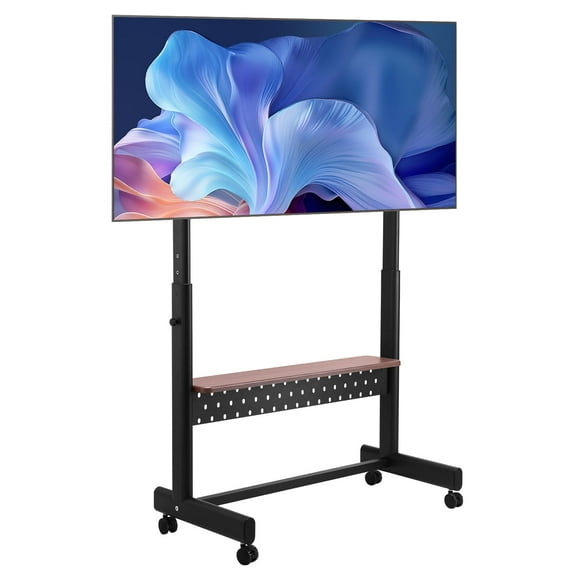 VEVOR Rolling TV Stand, Mobile TV Cart for 55-100 Inch Screens, Height Adjustable Portable Monitor Stand with Tray, Holds up to 205 lbs for Living Room, Bedroom, Office, Outdoor Max VESA 800 x 600 mm