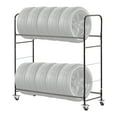thumbnail image 1 of VEVOR Rolling Tire Storage Rack, 2-Shelf Tire Holder and Transport Trailer for Garage,Heavy-Duty Steel Tire Storage Cart with Wheel,Adjustable Height & Protective Cover,Hold up to 12 Standard Tires, 1 of 9
