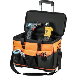 Wheeled Rolling Tool Bag Heavy Duty Tool Backpack for Men Tool Organizer  Bag Including Laptop Sleeve(Yellow)